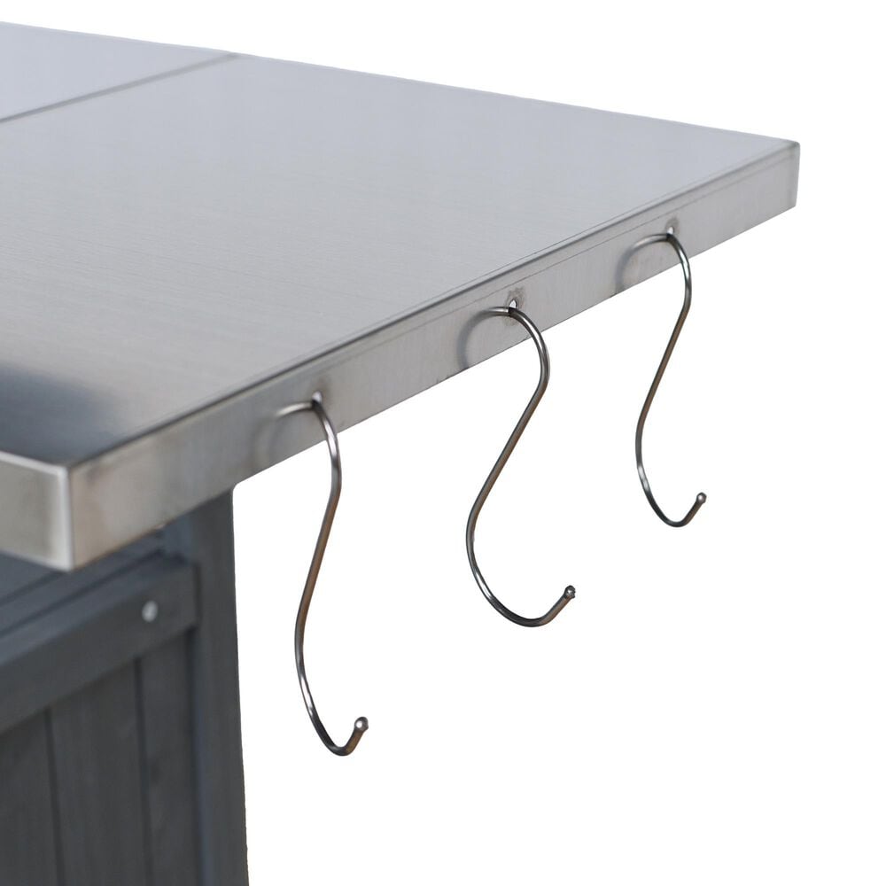 HOMLUX Farmhouse Rolling Outdoor Kitchen Cart with Stainless Steel Top in Blue Gray, , large