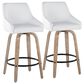 LumiSource Hannah Swivel Counter Stool with White Faux Leather Upholstery in Whitewashed and Black (Set of 2), , large