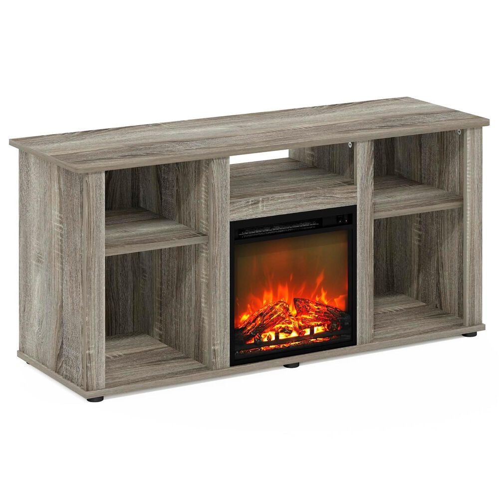 HOMLUX 47" Rectangular TV Stand with Electric Fireplace in French Oak Grey, , large