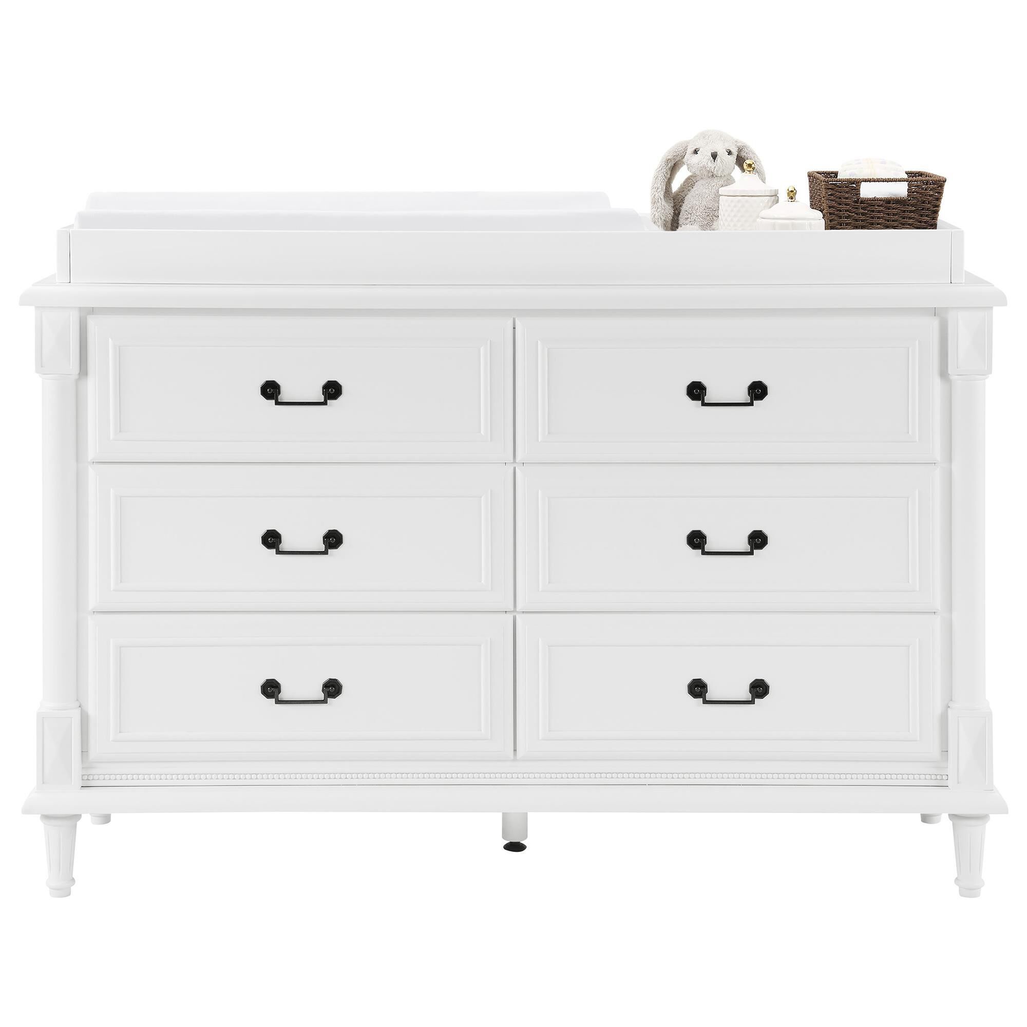 Delta Juliette 6 Drawer Dresser with Changing Top in Bianca White