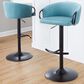LumiSource Claire Swivel Adjustable Barstool with Light Blue Velvet Upholstery in Black (Set of 2), , large