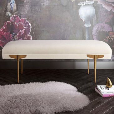 Tov Furniture Brno Velvet Bench in White, , large