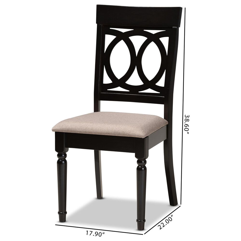 Baxton Studio Lucie Side Chair with Sand Cushion in Espresso Brown (Set of 2), , large