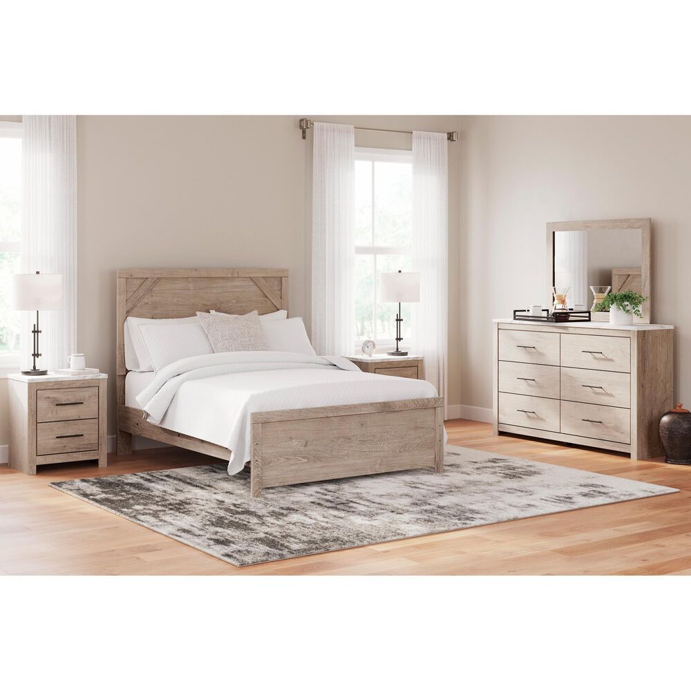 Ashley Senniberg Full Panel Bed in Light Browna and White, , large