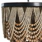 Creative Coop Laurel 2-Tier Draped Wood Bead Chandelier with Black and Natural Shade, , large