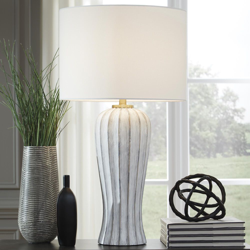 Ashley Lanwell Poly Table Lamp in Antiqued Gray, , large