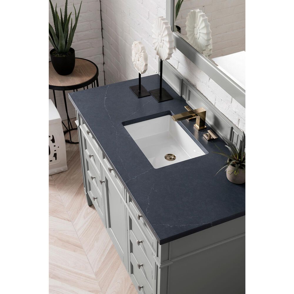 James Martin Vanities Brittany 48&quot; Single Bathroom Vanity in Urban Gray with 3 cm Charcoal Soapstone Quartz Top and Rectangle Sink, , large