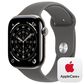 Apple Watch Series 11 (GPS+Cellular) 46mm Titanium Case with Stone Gray Sport Band - M/L in Natural and 2-Year AppleCare+, , large