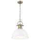 Golden Lighting Duncan 1-Light Pendant with Chain and Matte White Shade in Aged Brass, , large