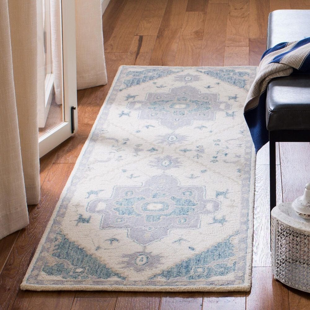 Safavieh Micro-Loop 2&#39;3&quot; x 7&#39; Ivory and Navy Runner, , large