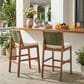 Hearth and Haven Outdoor Bar Stool with Green Wicker Back in Cream (Set of 2), , large