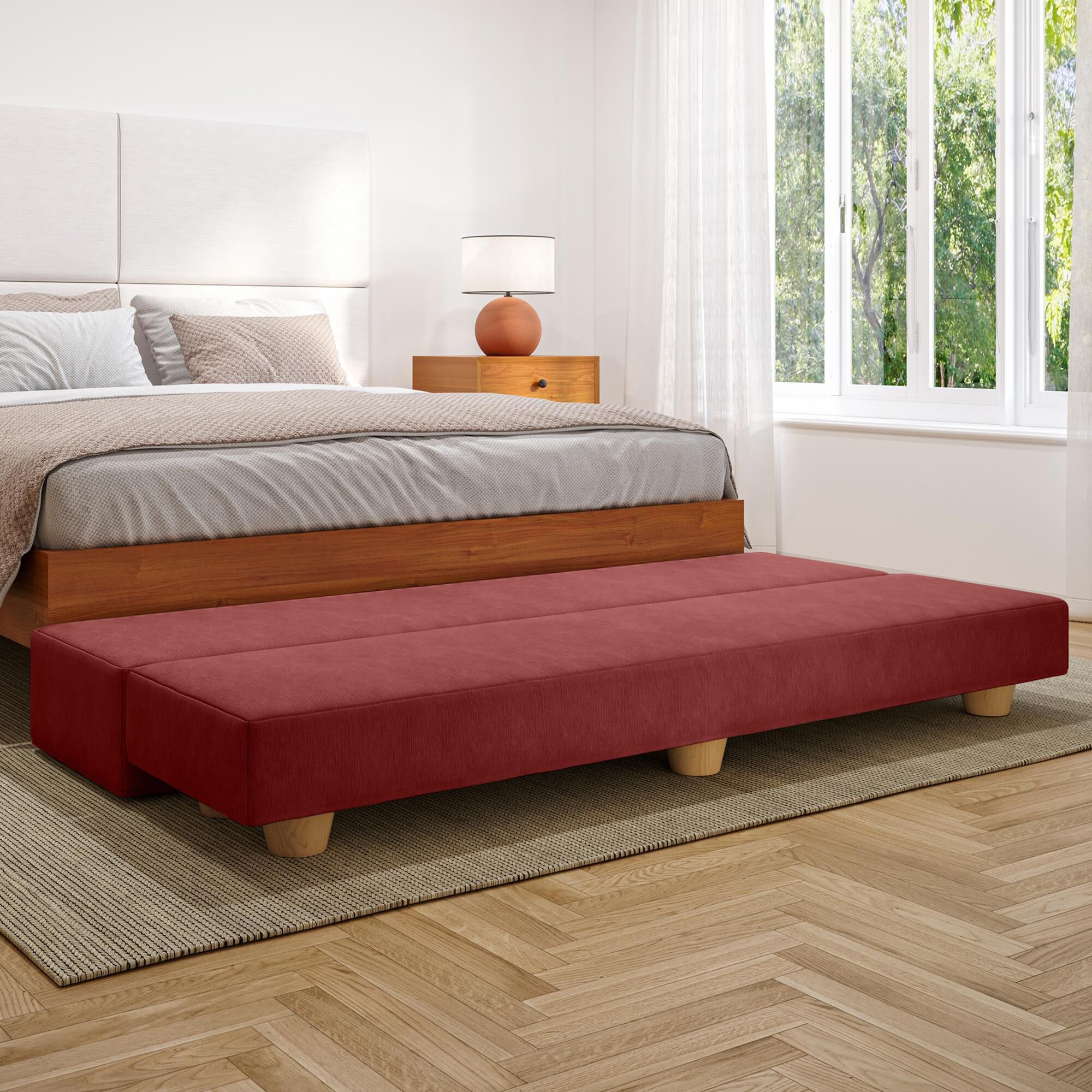 Jaxx Camden Twin Fold-Out Bench in Berry