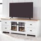 Ashley Ashbryn 74" TV Stand in White and Natural, , large