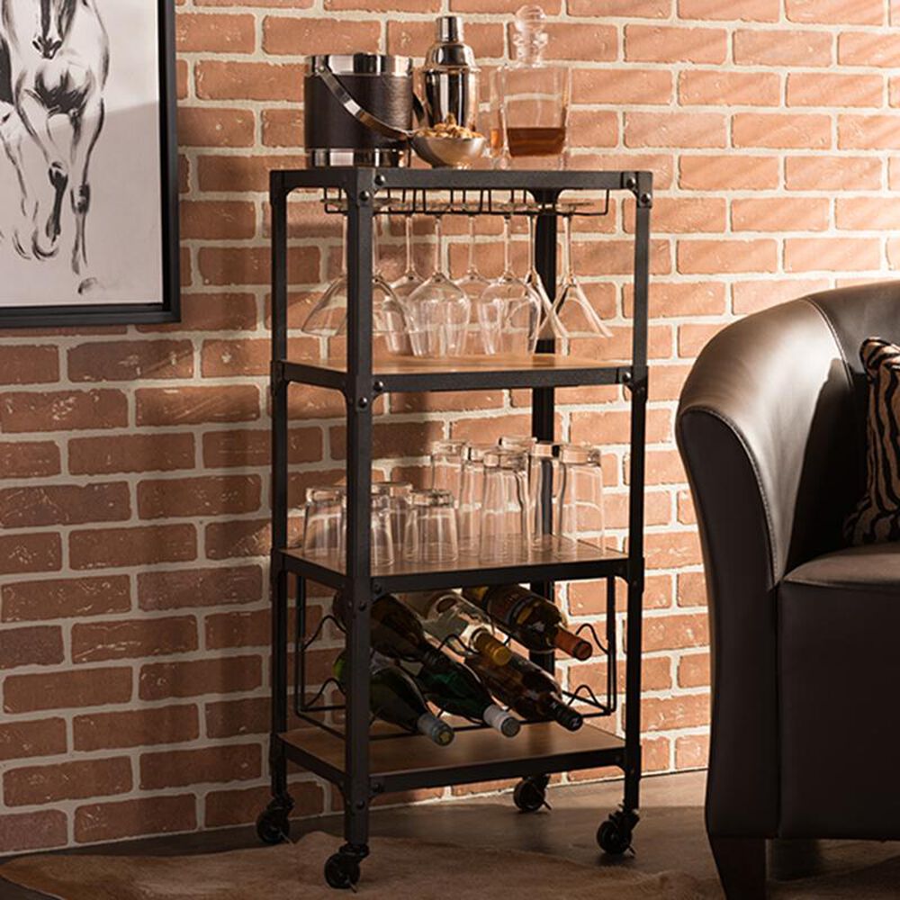 Baxton Studio Swanson Kitchen Storage Shelf in Antique Black and Brown, , large