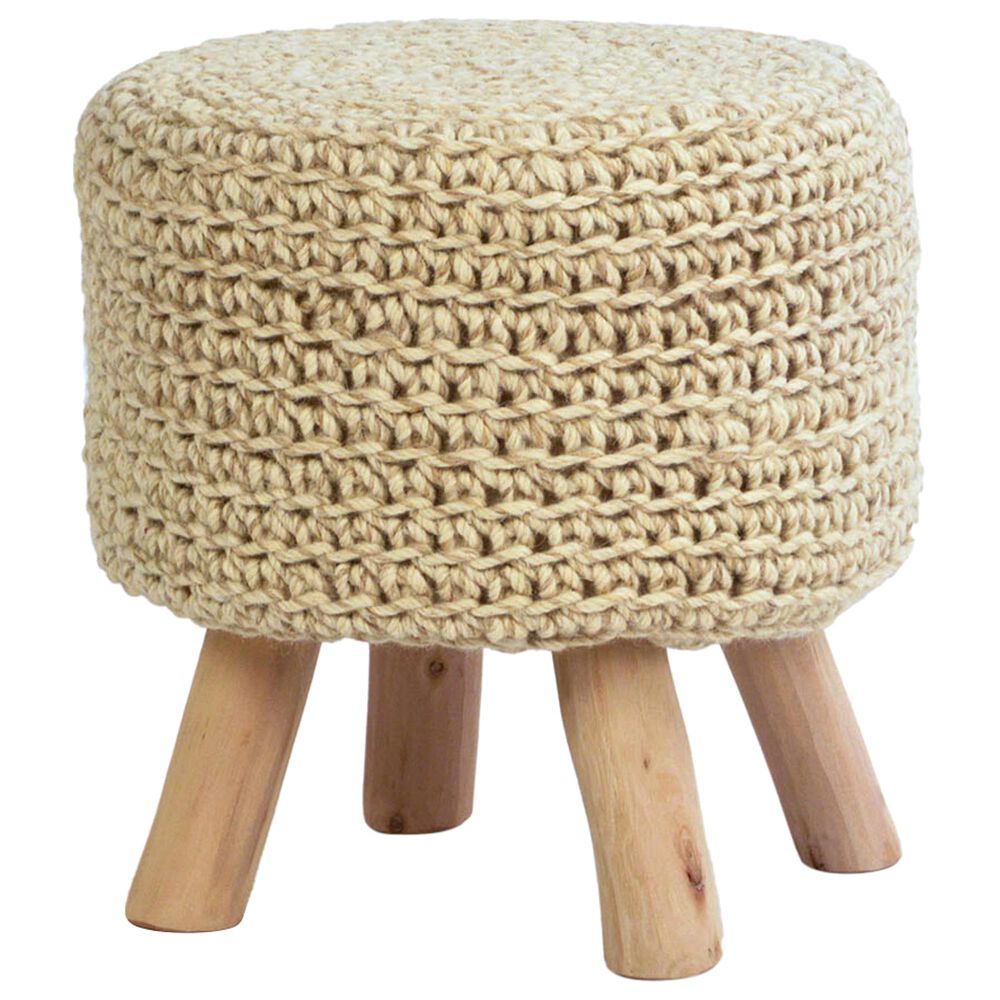 Blue Sun Designs Zola Pouf in Ivory, , large