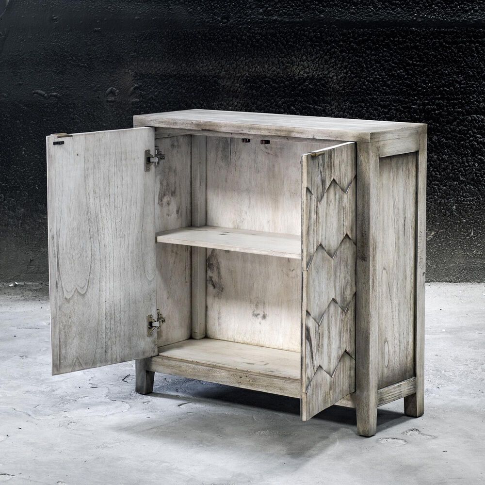 Uttermost Catori Console Cabinet In Distressed Light Grey, , large