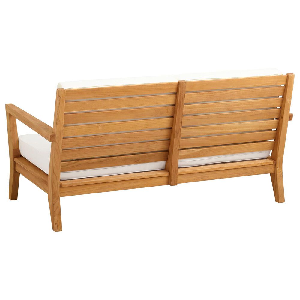 Linon Home Decor Carenen Outdoor 2-Seat Sofa with White Cushions in Natural, , large