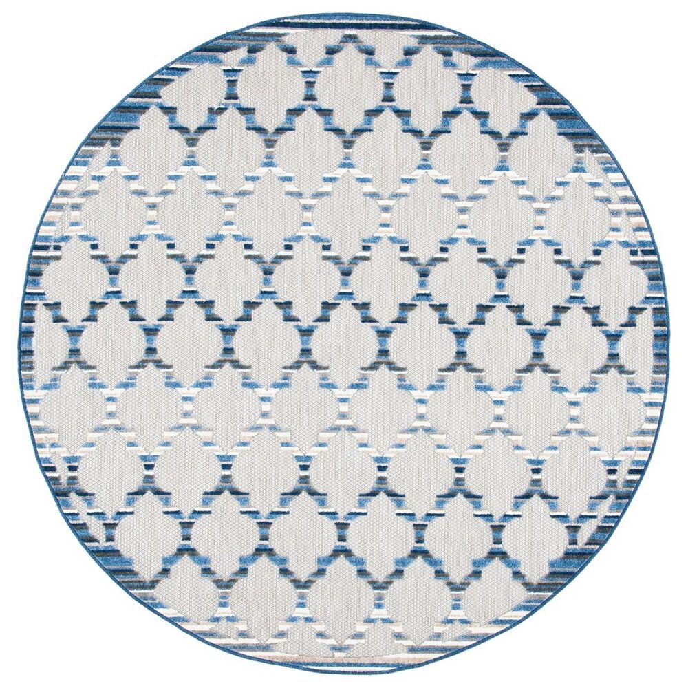 Safavieh Cabana CBN333G 6&#39;7&quot; Round Grey and Blue Indoor/Outdoor Area Performance Rug, , large