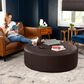 Jaxx Candler Round Ottoman in Chocolate, , large
