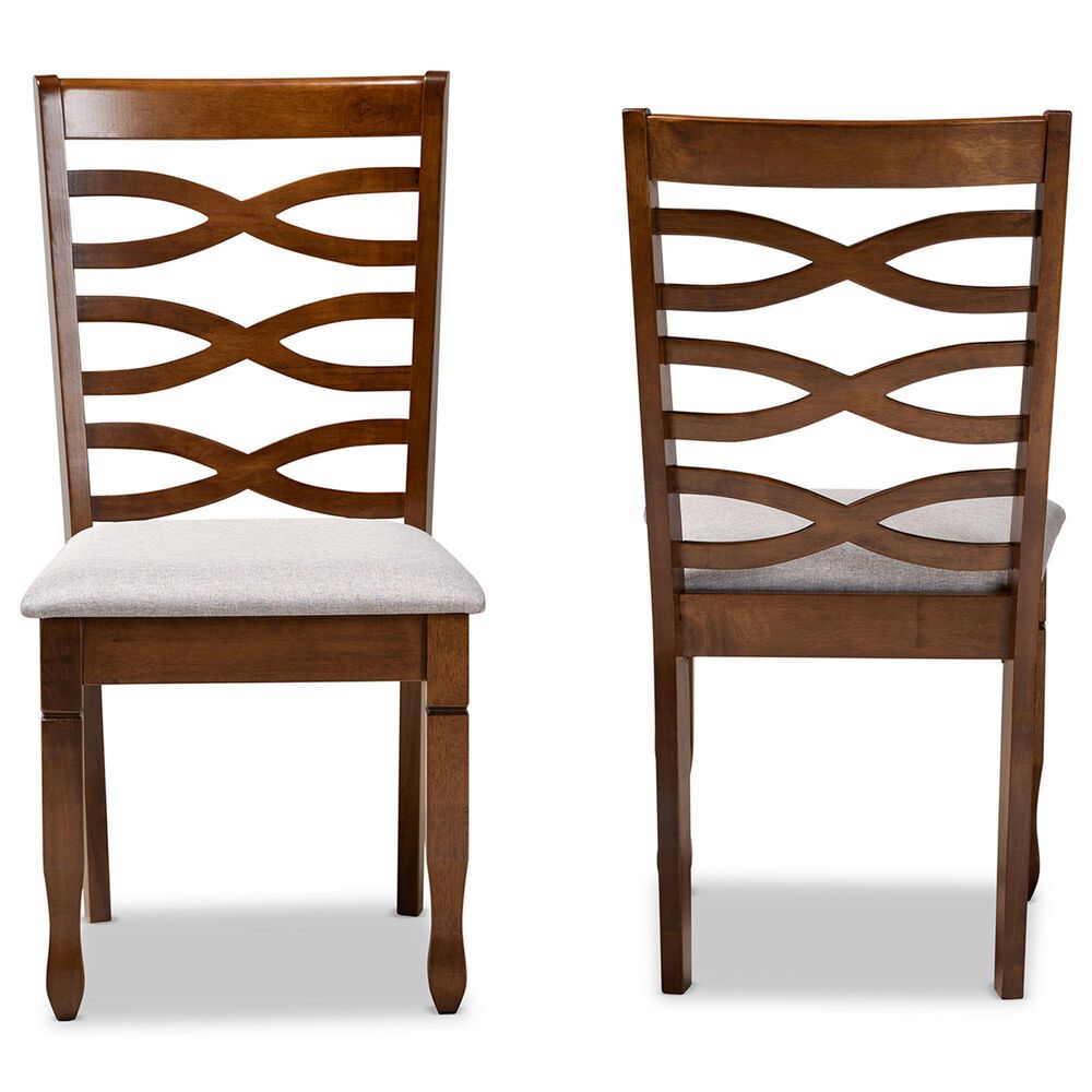 Baxton Studio Lanier Side Chair with Grey Cushion in Walnut Brown (Set of 2), , large