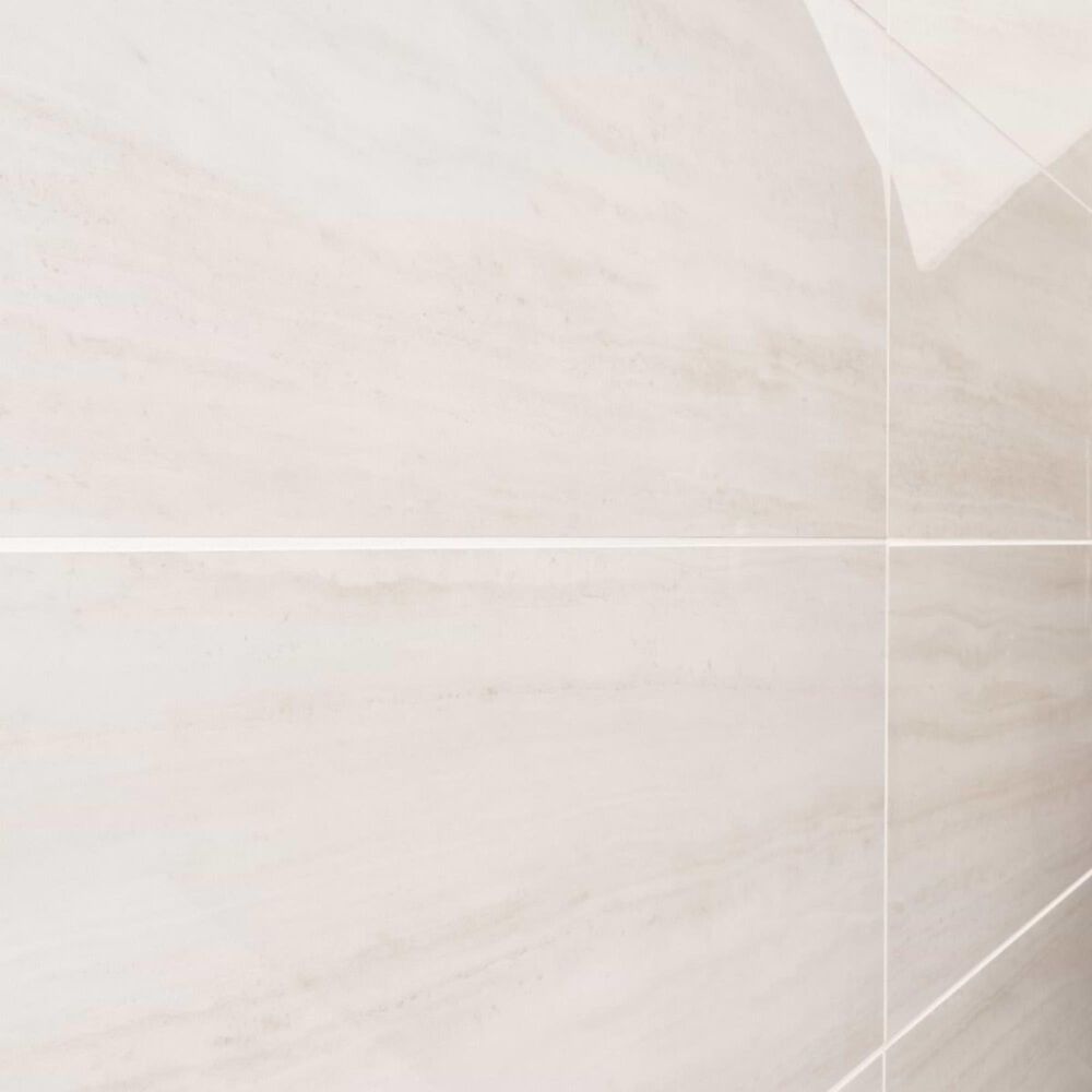 Soho Studio Zenit Bianco White 12" x 24" Travertine Look Polished Porcelain Tile, , large