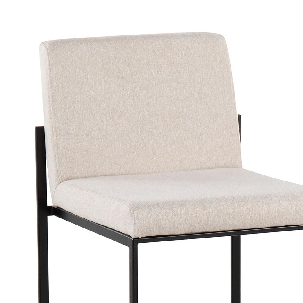 Lumisource Fuji High Back Counter Stool with Beige Fabric Cushion in Black &#40;Set of 2&#41;, , large