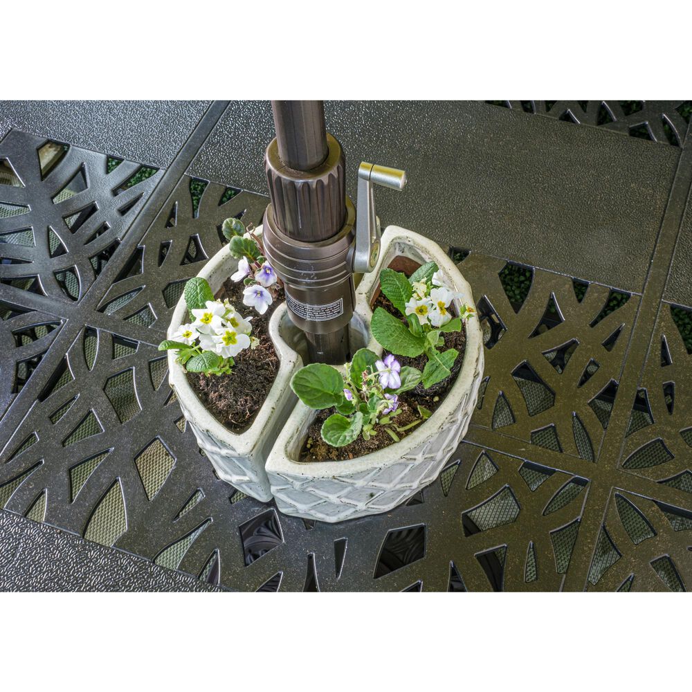 Alfresco Home Trellis Round Umbrella Patio Planter in Crema &#40;Set of 2&#41;, , large
