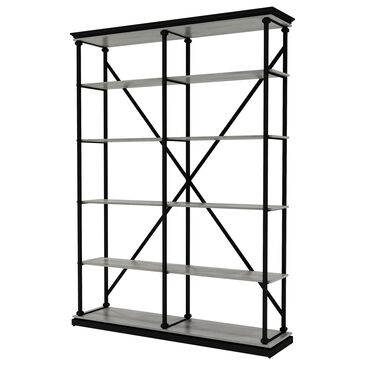 Furniture of America Kidd 58" Bookcase in Antique Gray/Black, , large