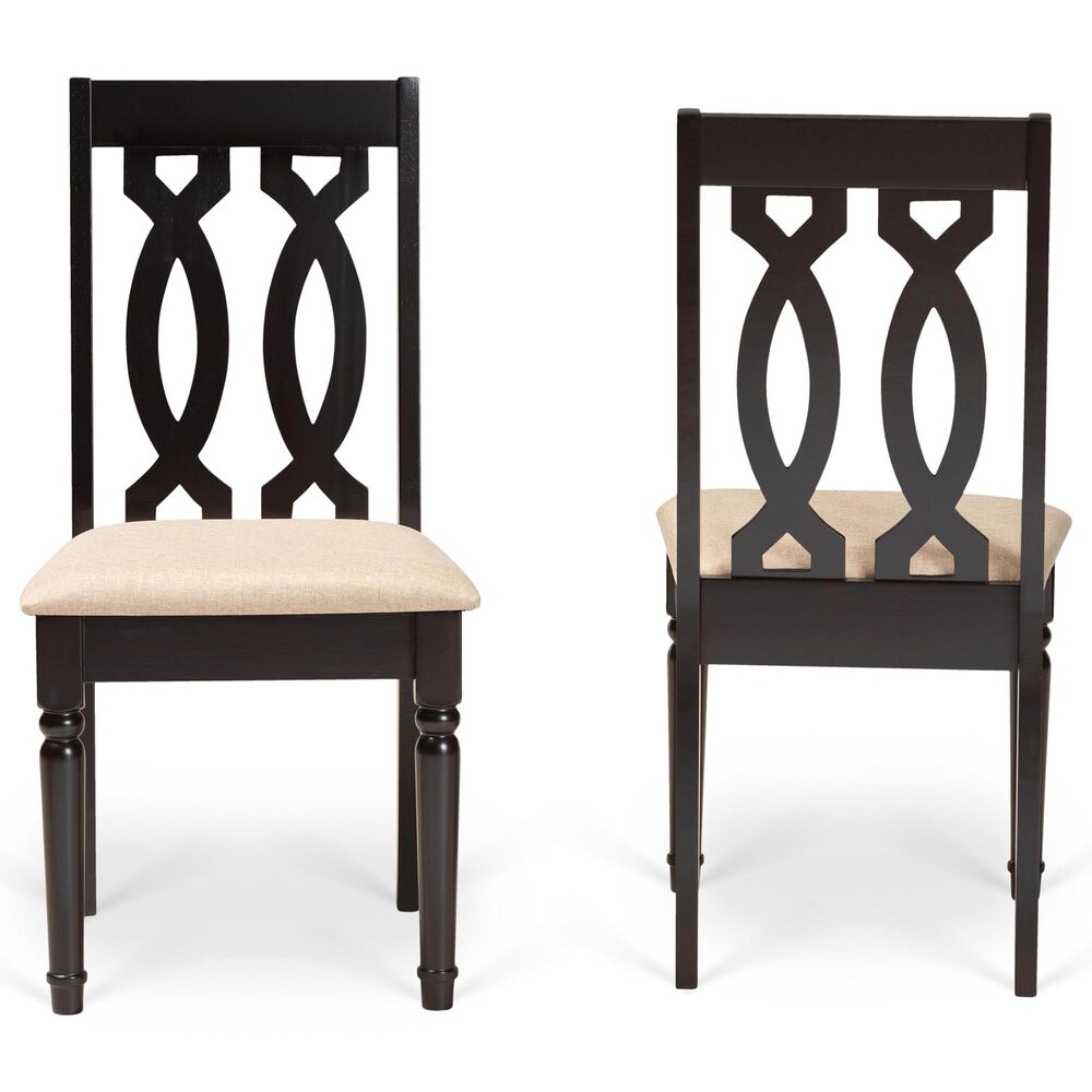 Baxton Studio Cherese Dining Chair in Sand/Dark Brown &#40;Set of 2&#41;, , large
