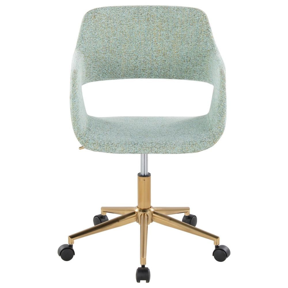 Lumisource Margarite Task Chair with Light Green Fabric Cushion in Gold, , large