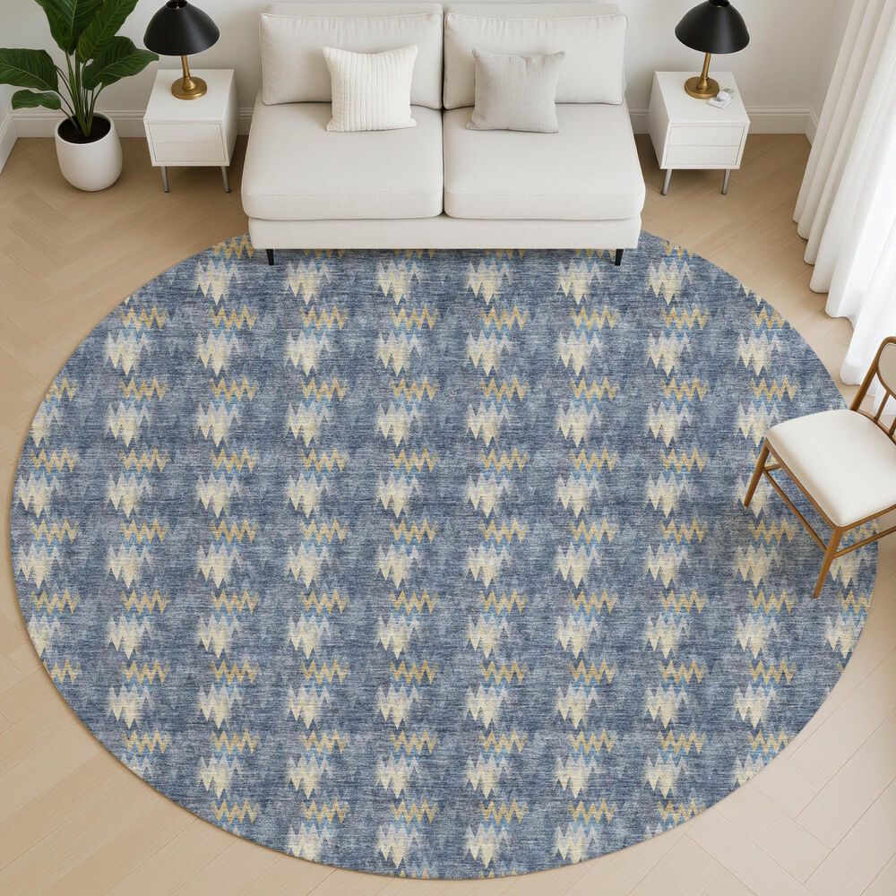 Dalyn Rug Company Soft Essentials Chevron Navy 8' Round Area Rug, , large