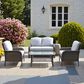HOMLUX 4-Piece Patio Conversation Set with Grey Wicker in Gray, , large
