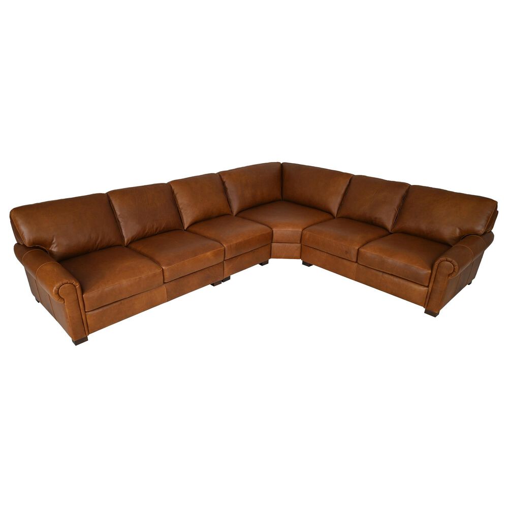 Bordeaux &amp; Co 4-Piece Leather Sectional in Leon Maple, , large