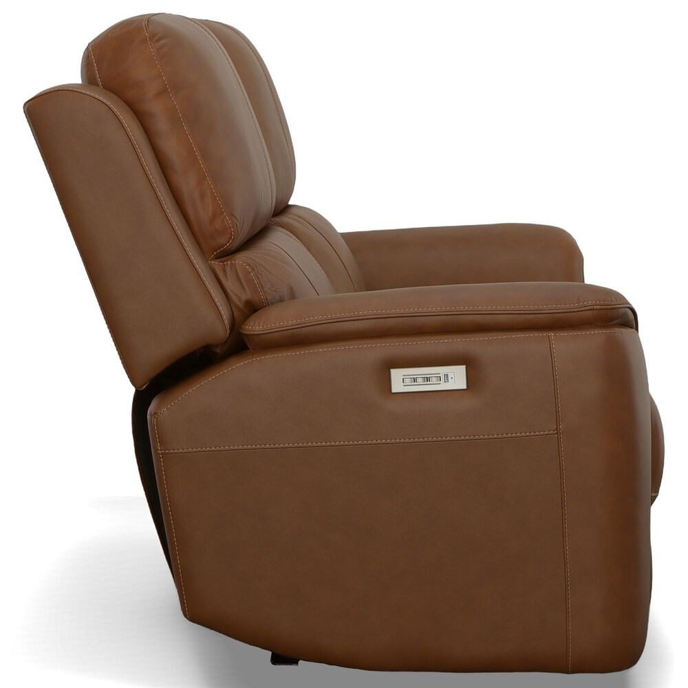 Flexsteel Henry Power Reclining Sofa and Loveseat Set in Caramel Brown, , large