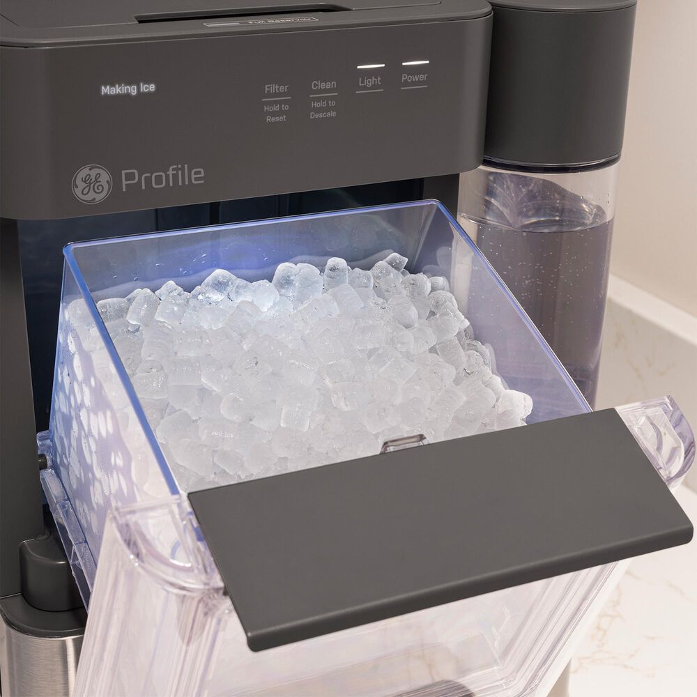 GE Profile Opal Mini Pro Nugget Ice Maker with Side Tank in Stainless Steel and Charcoal Gray, , large