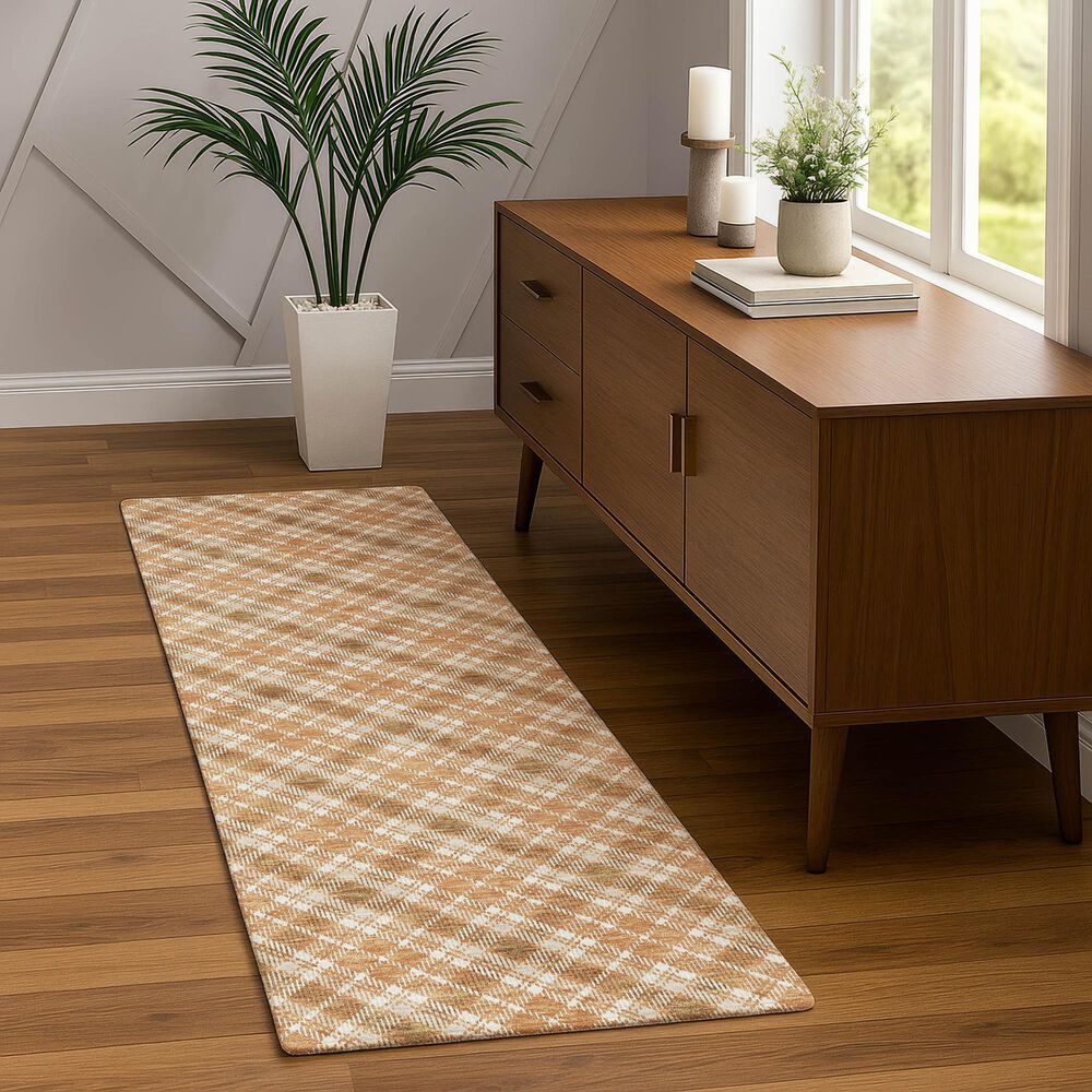 Dalyn Rug Company Soft Essentials Plaid Copper 2'3" x 7'6" Indoor/Outdoor Runner, , large