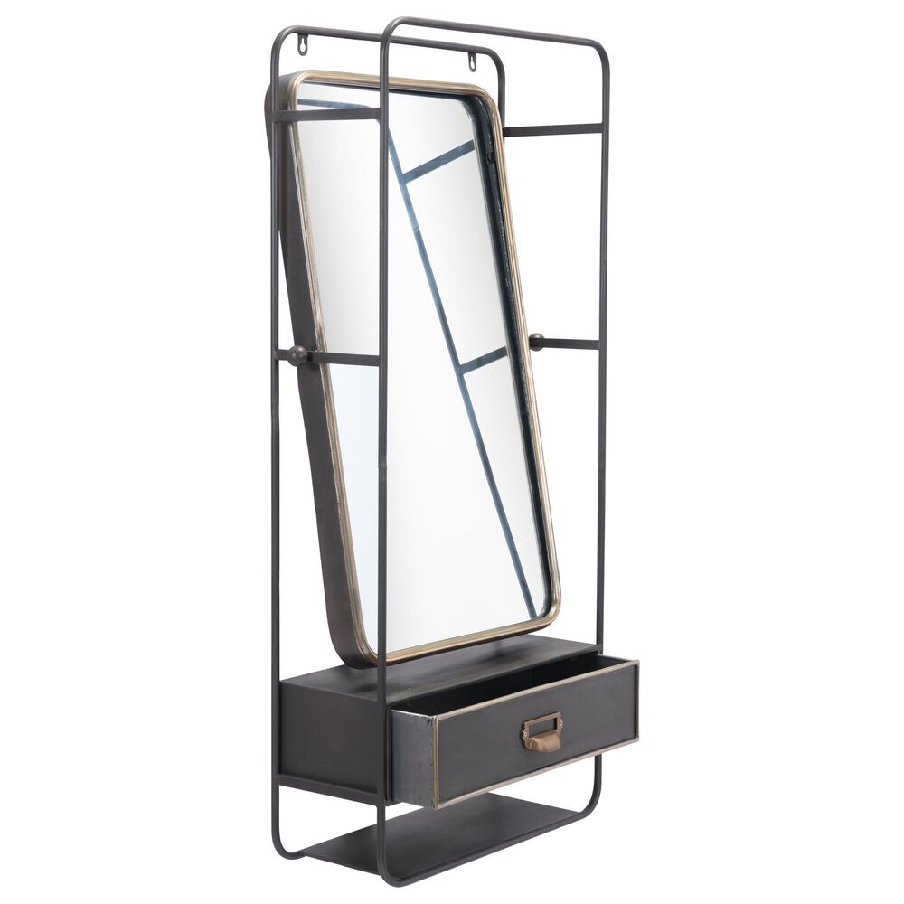 Zuo Modern Industrial Mirror in Charcoal/Gold, , large
