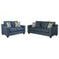 J Cooper USA Galaxy Stationary Sofa and Loveseat Set in Azure and Galaxy Blue, , large