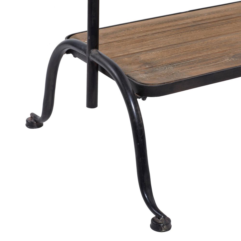Maple and Jade 72&quot; Industrial Metal Hall Tree in Black and Brown, , large