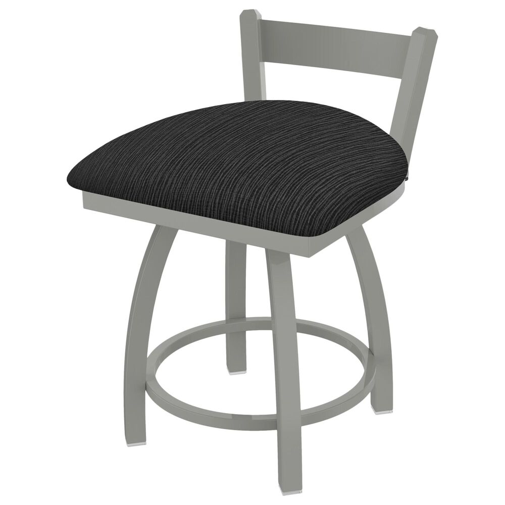 Holland Bar Stool Catalina 18" Low Back Swivel Vanity Stool with Anodized Nickel and Graph Coal Seat, , large