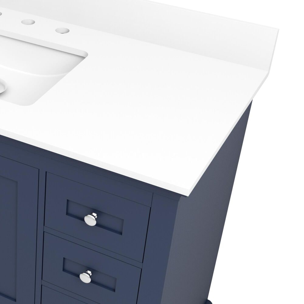 Lexora Home Dukes 48" Single Bathroom Vanity in Navy Blue with 2 cm White Quartz Top and Rectangular Sink, , large