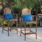 Hearth and Haven Outdoor Acacia Wood Adirondack Barstool in Natural Stained (Set of 2), , large