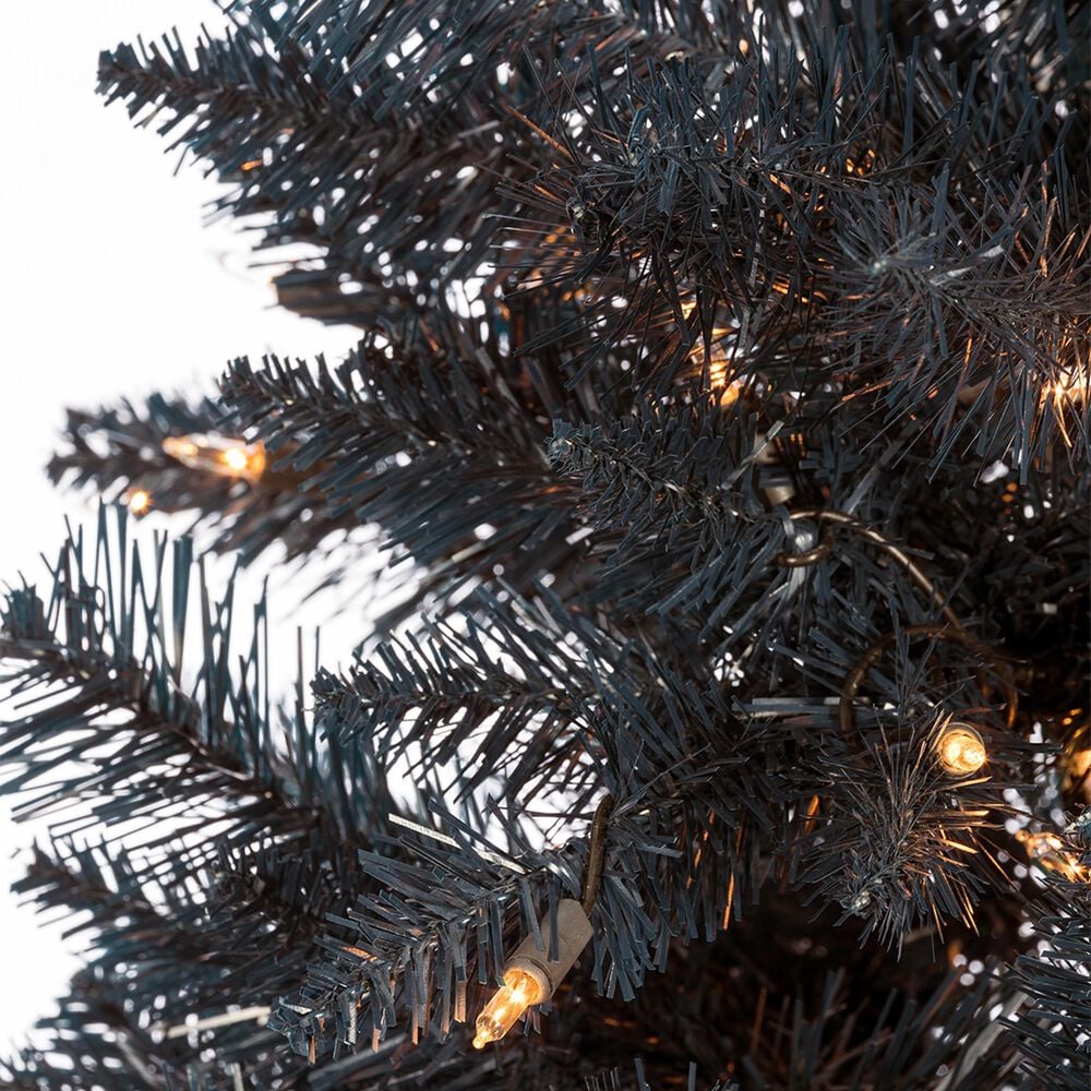 The Gerson Company 4&#39; Pre-Lit Tuscany Tinsel Christmas Tree in Dark Blue, , large