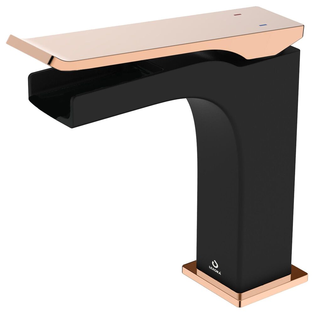 Lexora Home Balzani Single Hole Waterfall Bathroom Faucet in Black and Gold, , large