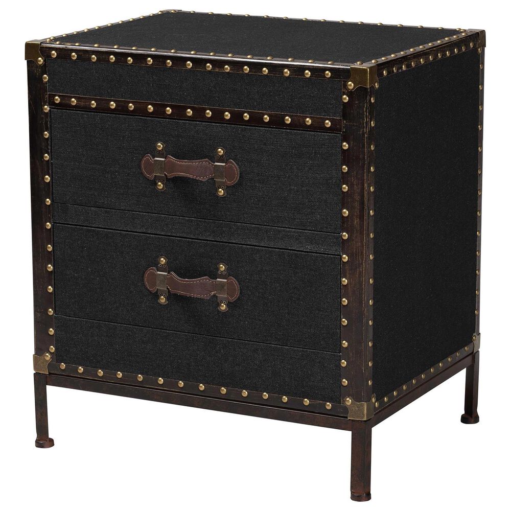 Baxton Studio Laura 2-Drawer End Table in Black, , large