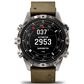 Garmin MARQ 2 Adventurer AMOLED Smartwatch Silver Grade 5 Titanium Bezel Case with Brown Leather Band, , large