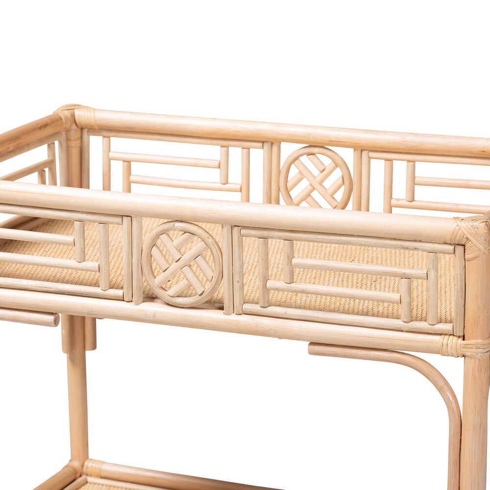 Baxton Studio Molina 2-Tier Wine Cart in Natural Brown and Black, , large