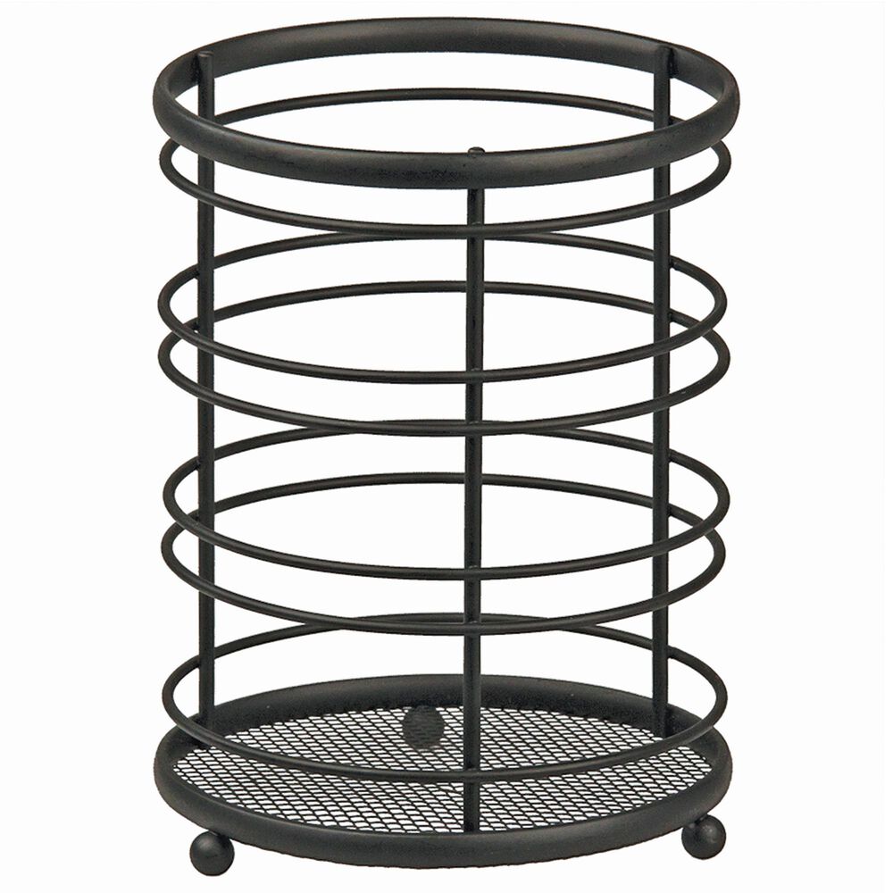 Home Basics Cutlery Holder with Mesh Bottom in Black, , large
