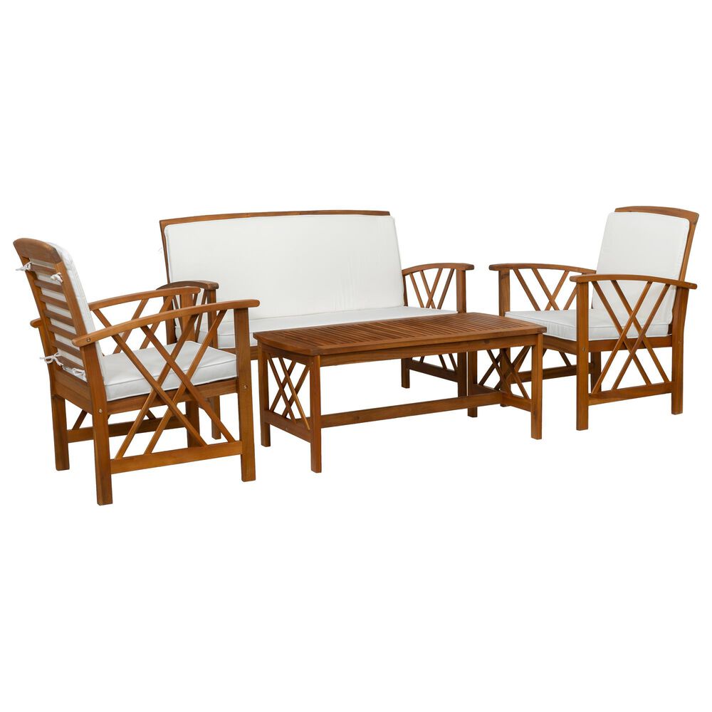 Linon Home Decor Jubil 4-Piece Outdoor Conversation Set in Brown, , large