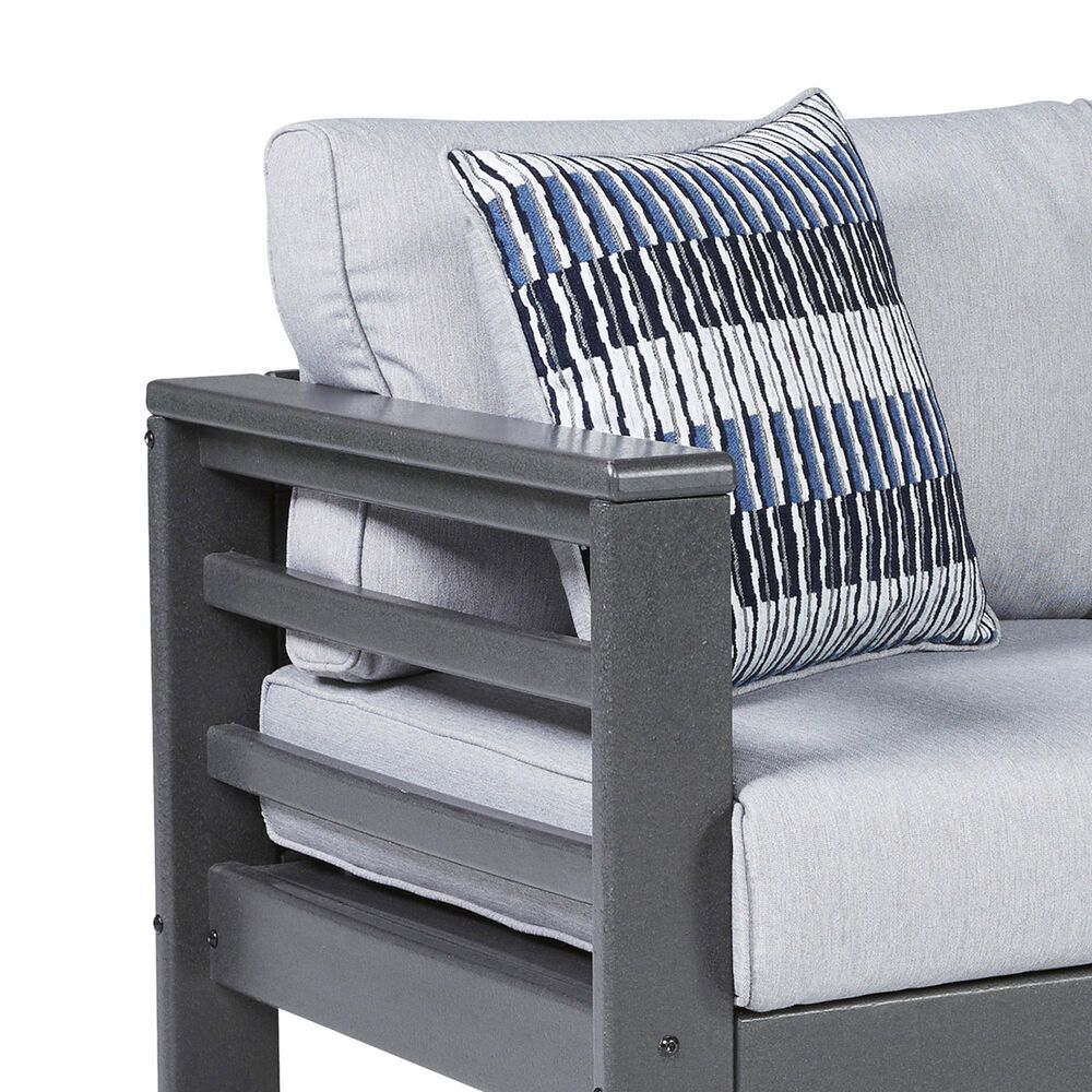 Ashley Amora Stationary Patio Sofa with Cushion in Light Gray, , large